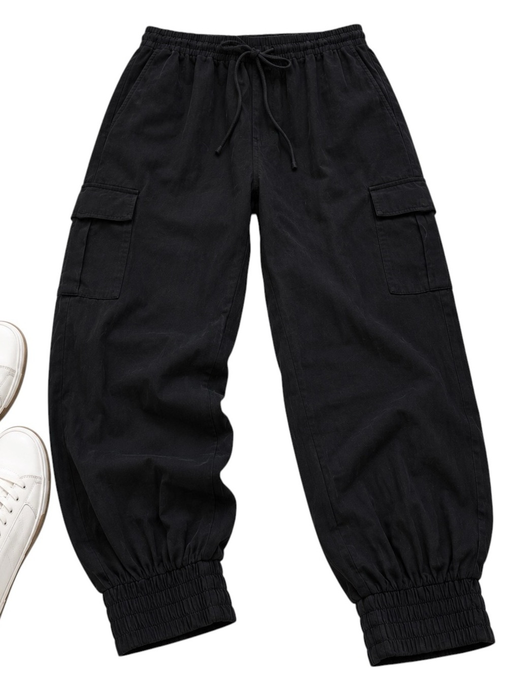 Pinch Black Drawstring Cargo Jogger Pants Lightweight Utility Pocket Pants L